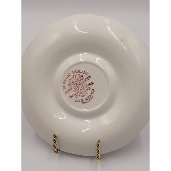 JG Meakin Teacup Saucer Romantic England Anne Hathaway Ironstone China Red Vtg - Picture 14 of 16